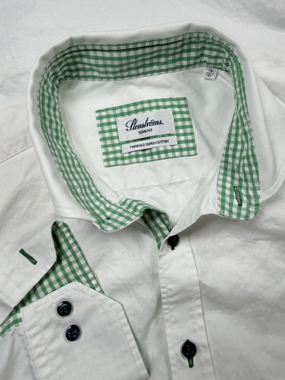 Stenstroms 16 Estonia Twofold Super Slimline Cotton White Shirt Long Sleeve Men